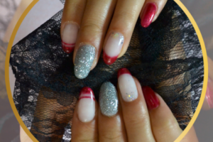 unhas manicure unhas gel maos vermelho glitter